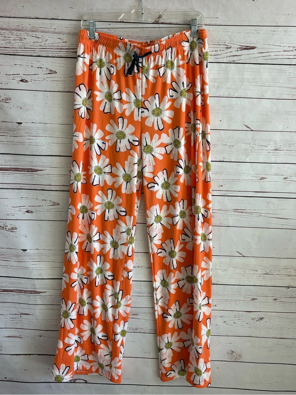 Hello Mello Lazy Daisy Orange White Lounge Pajama Pants Comfy Size Large/XL NWOT